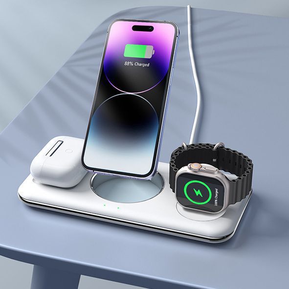 Foldable magnetic 3-in-1 wireless fast charging station for iPhone AirPods Apple Watch – WildRush