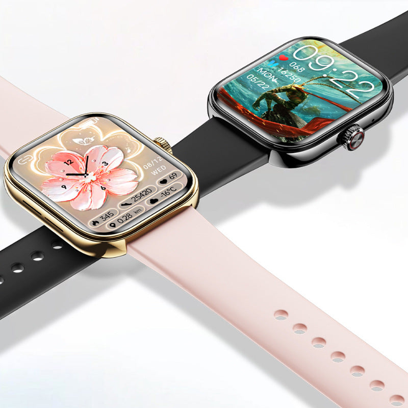 Women's square AMOLED smartwatch for calls and wellness tracking