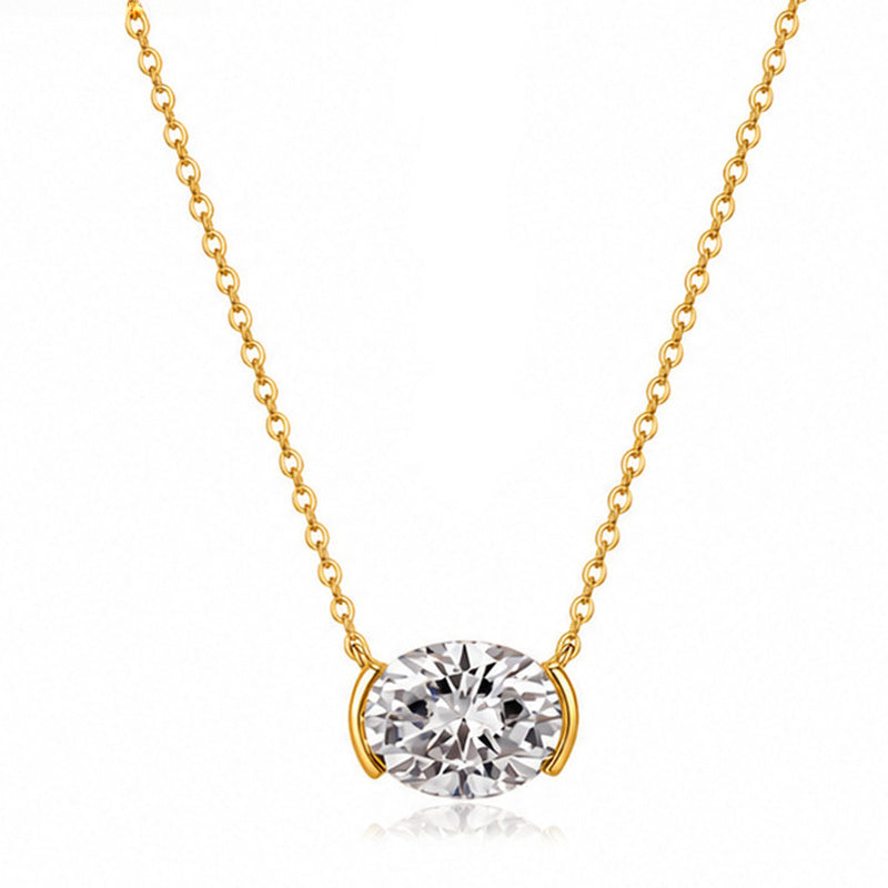 Moissanite necklace in S925 sterling silver with oval pendant