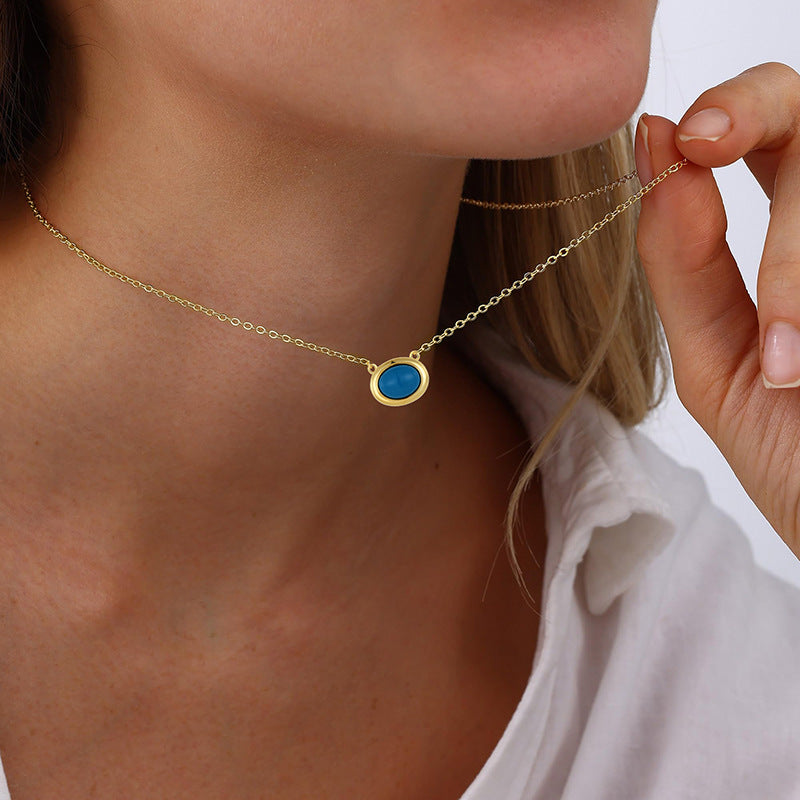 925 sterling silver oval turquoise pendant necklace styled for everyday boho fashion