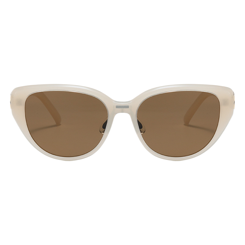 Retro metal frame polarized cat-eye sunglasses for women