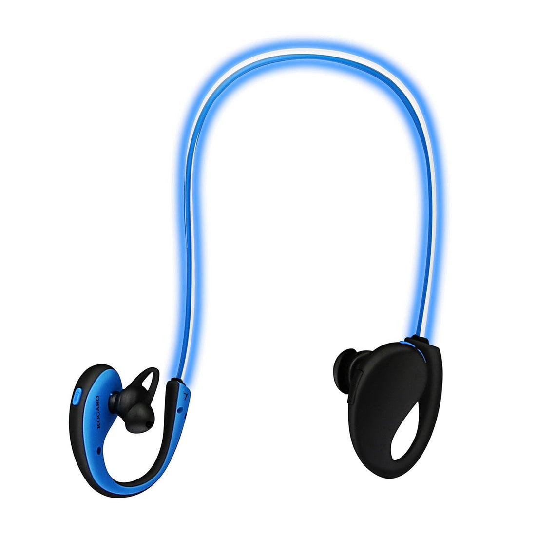 Wireless LED neckband sports headset in blue - Bluetooth 4.1 earphones for running and gym