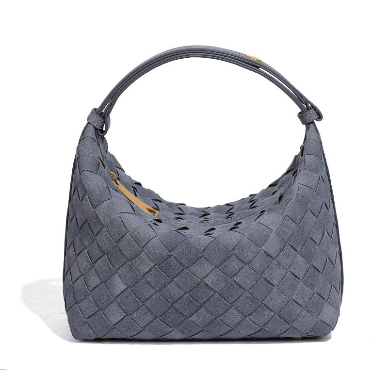 Vintage faux suede shoulder bag for women in autumn shades