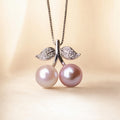 Double Pearl Cherry Necklace | Dual-Tone Freshwater Pearl Pendant Necklace