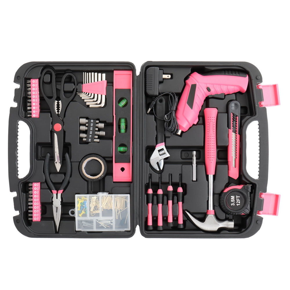 US STOCK FREE SHIPPING Blue& White Strip 149pcs Iron Household Tool Set Black