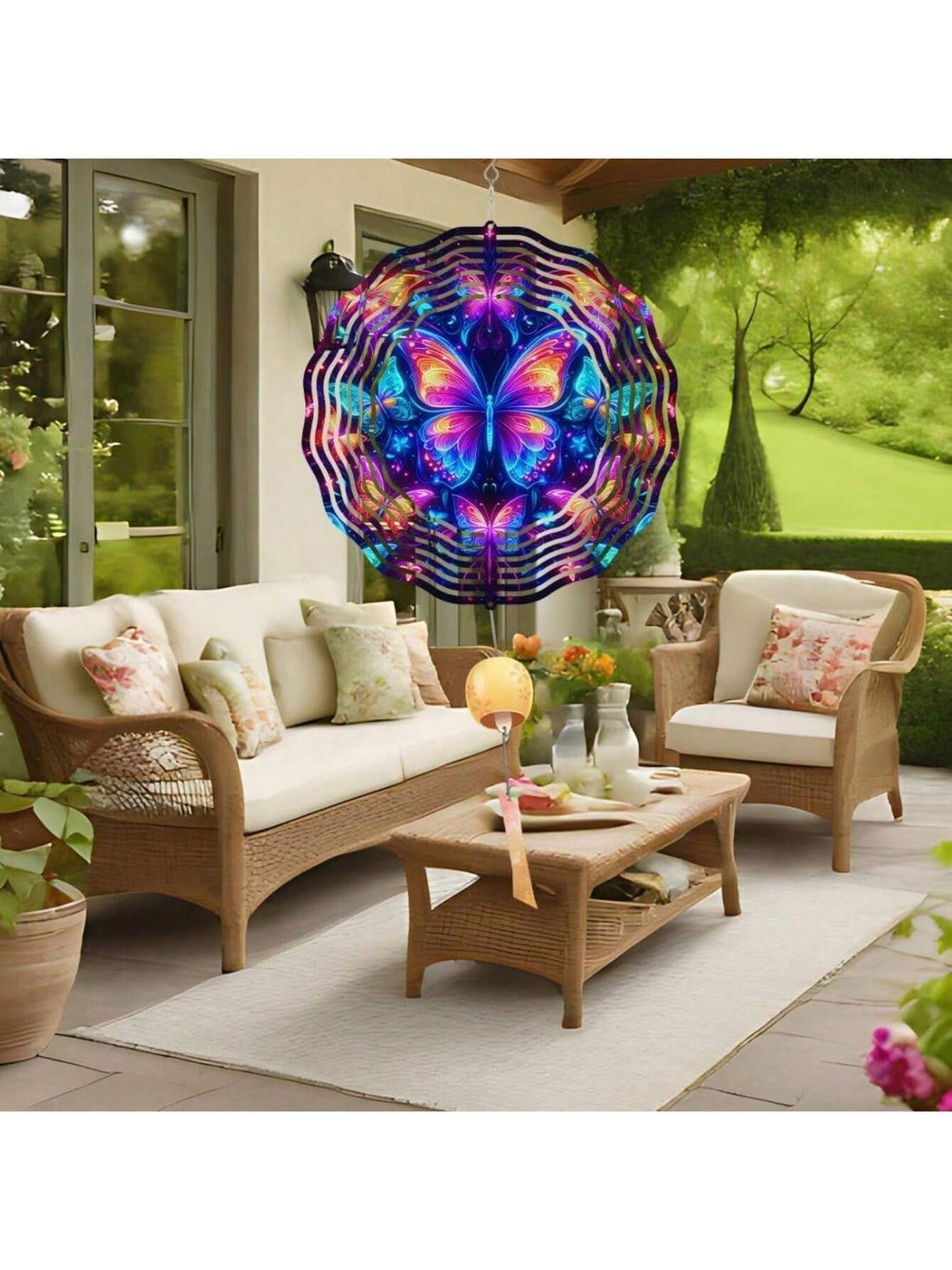 US STOCK FREE SHIPPING 3D Metal Blue Butterfly Wind Spinner: Yard and Garden Decoration, 25.4cm Kinetic Outdoor Spinner, Spinfinity Wind Sculpture, No Feather, Classic Style
