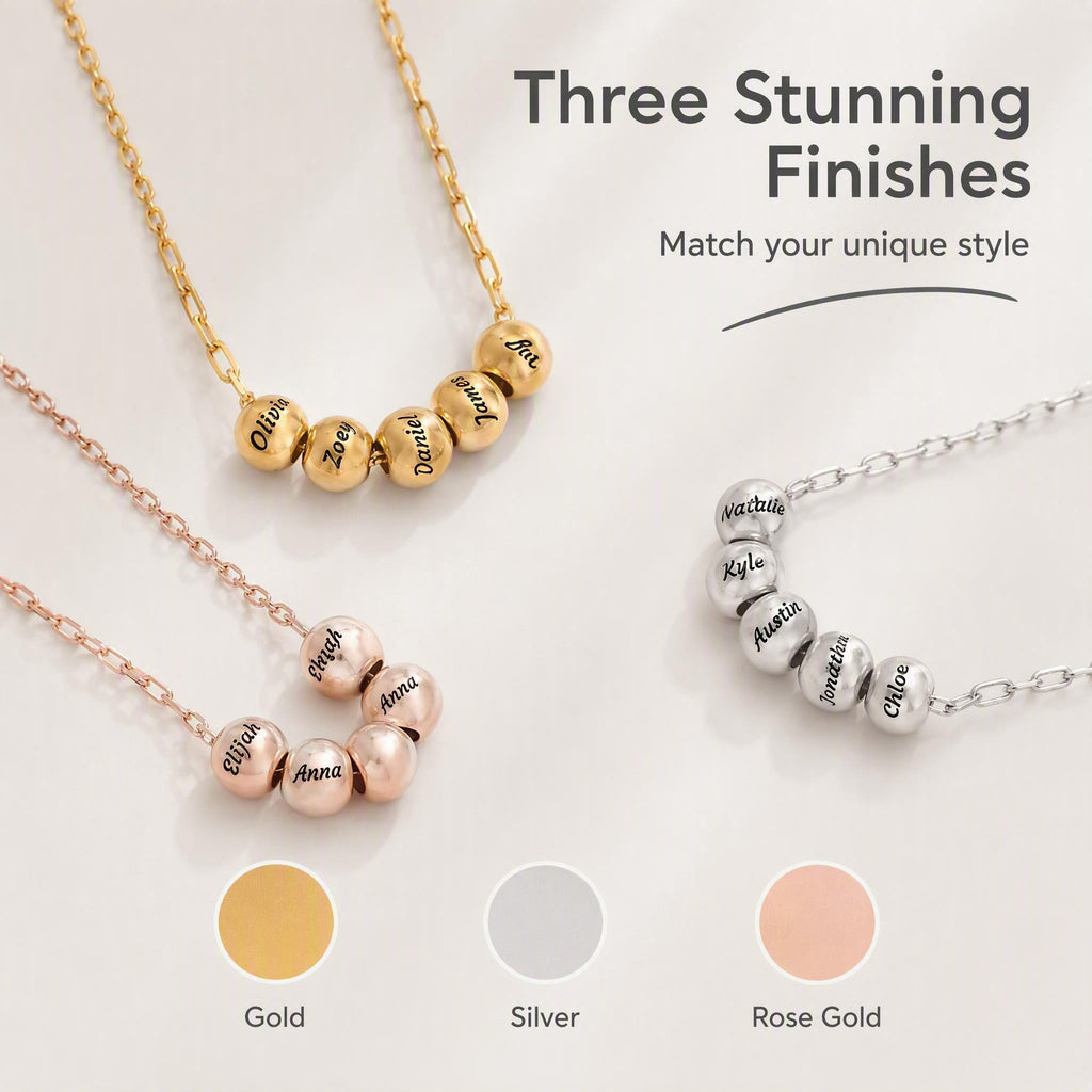 Custom Engraved Lucky Bead Necklace | Personalized Titanium Steel Charm | 17.7" Chain