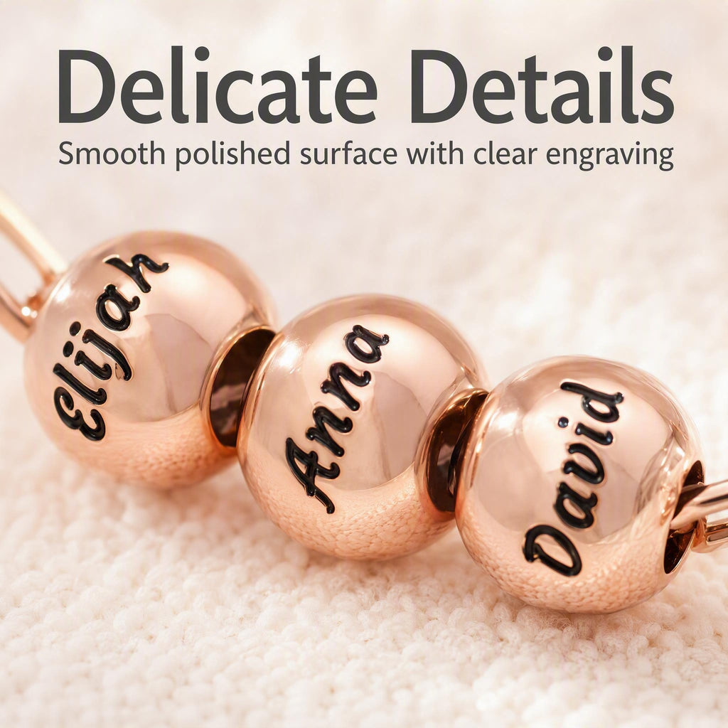 Custom Engraved Lucky Bead Necklace | Personalized Titanium Steel Charm | 17.7" Chain