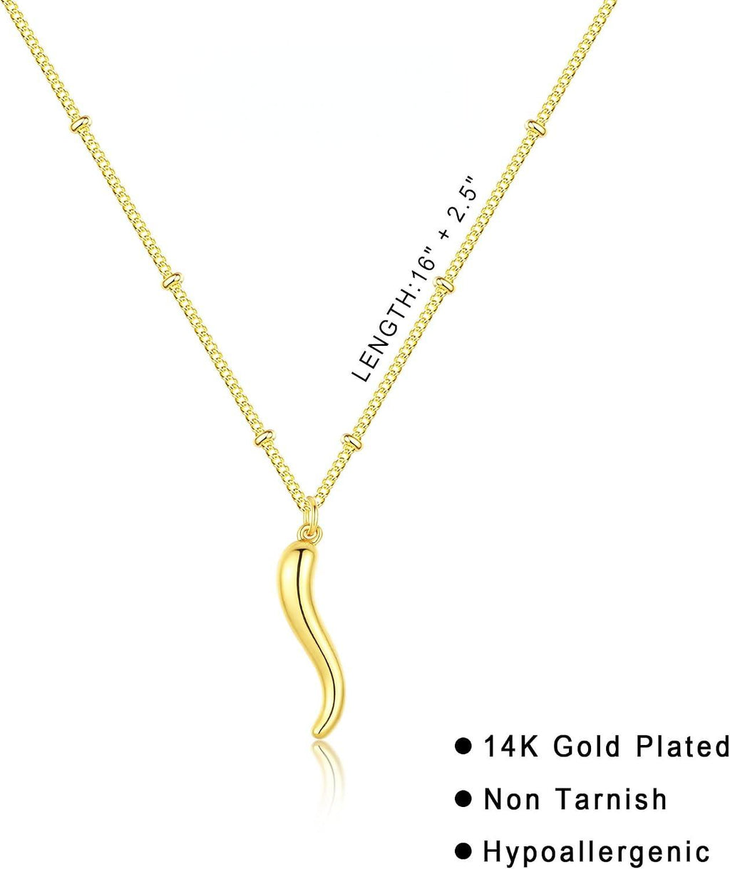 14K Gold Plated Dainty Pendant Necklace for Women – Minimalist Layering Chain Jewelry