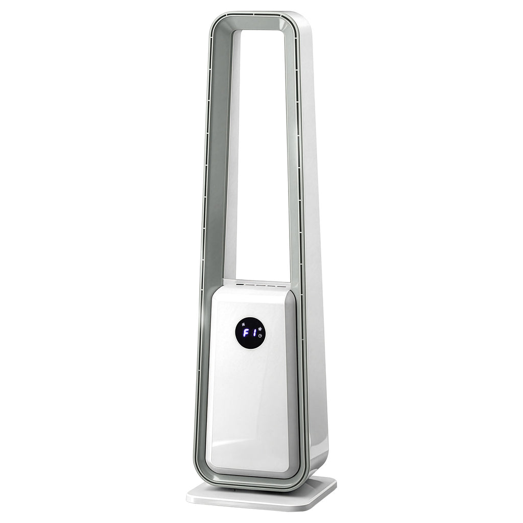 US STOCK US Standard HTY2204 bladeless fan 110V 36W 35-inch bladeless fan with LED electronic display, black-edged remote control, plastic, aluminum motor, white, 3-speed wind, 12-hour timer, 3 modes, left-right oscillation, air purification, trapezoid