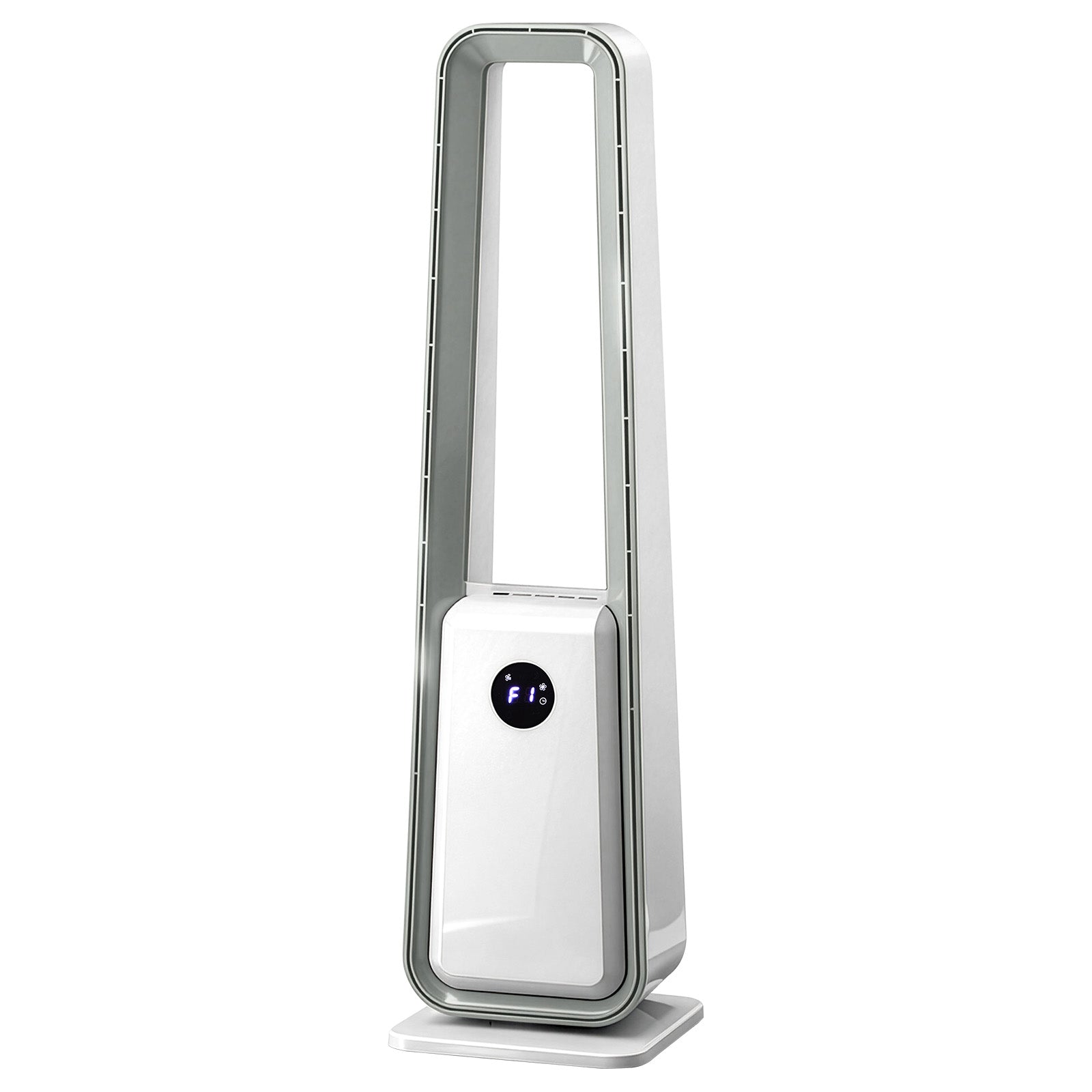 US STOCK US Standard HTY2204 bladeless fan 110V 36W 35-inch bladeless fan with LED electronic display, black-edged remote control, plastic, aluminum motor, white, 3-speed wind, 12-hour timer, 3 modes, left-right oscillation, air purification, trapezoid