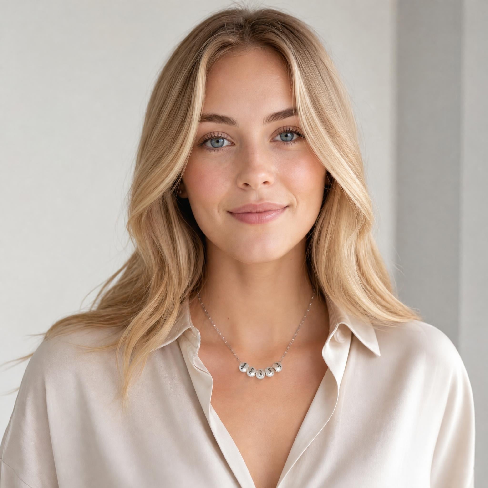 Custom Engraved Lucky Bead Necklace | Personalized Titanium Steel Charm | 17.7" Chain