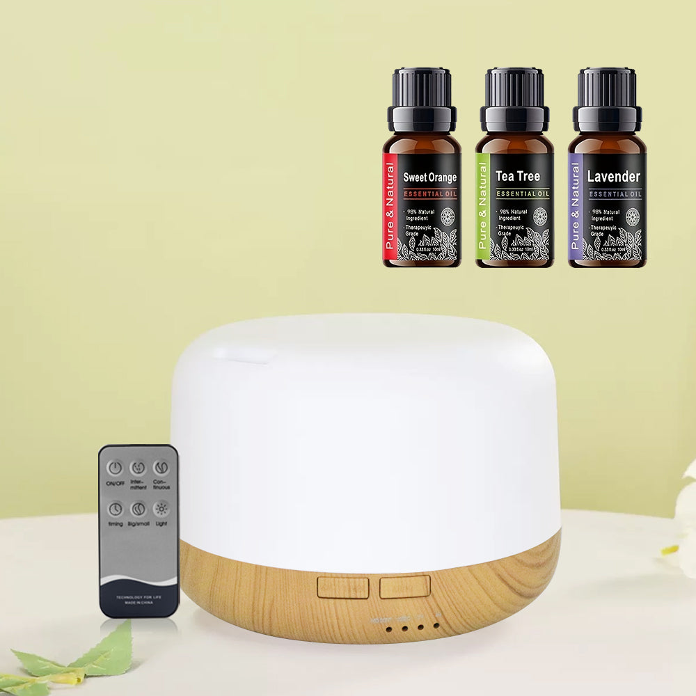 500ml Ultrasonic Essential Oil Diffuser & Humidifier – Remote Control, Auto-Off Timer, 7 Color Night Light | Free US Shipping