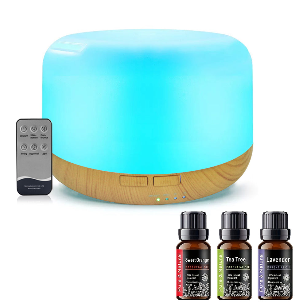 500ml Ultrasonic Essential Oil Diffuser & Humidifier – Remote Control, Auto-Off Timer, 7 Color Night Light | Free US Shipping