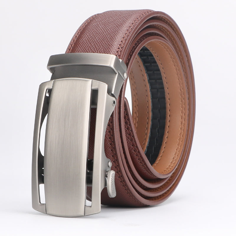 Men's Automatic Ratchet Leather Belt – Brown, 115cm, Fits 32–38" | WildRush
