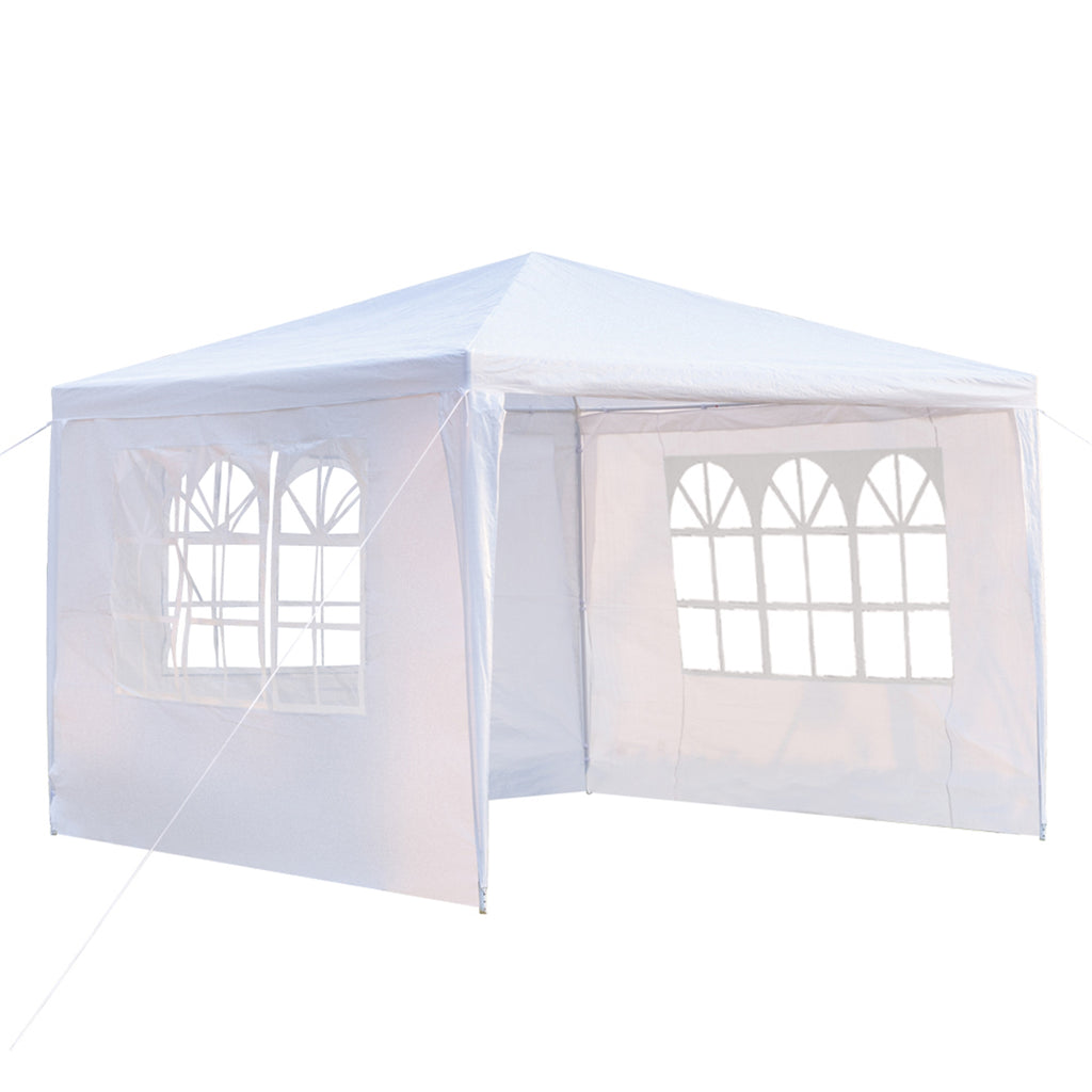 3x3m Three-Sided Waterproof Canopy Tent – Spiral Tube Frame, PE Cloth, White | WildRush