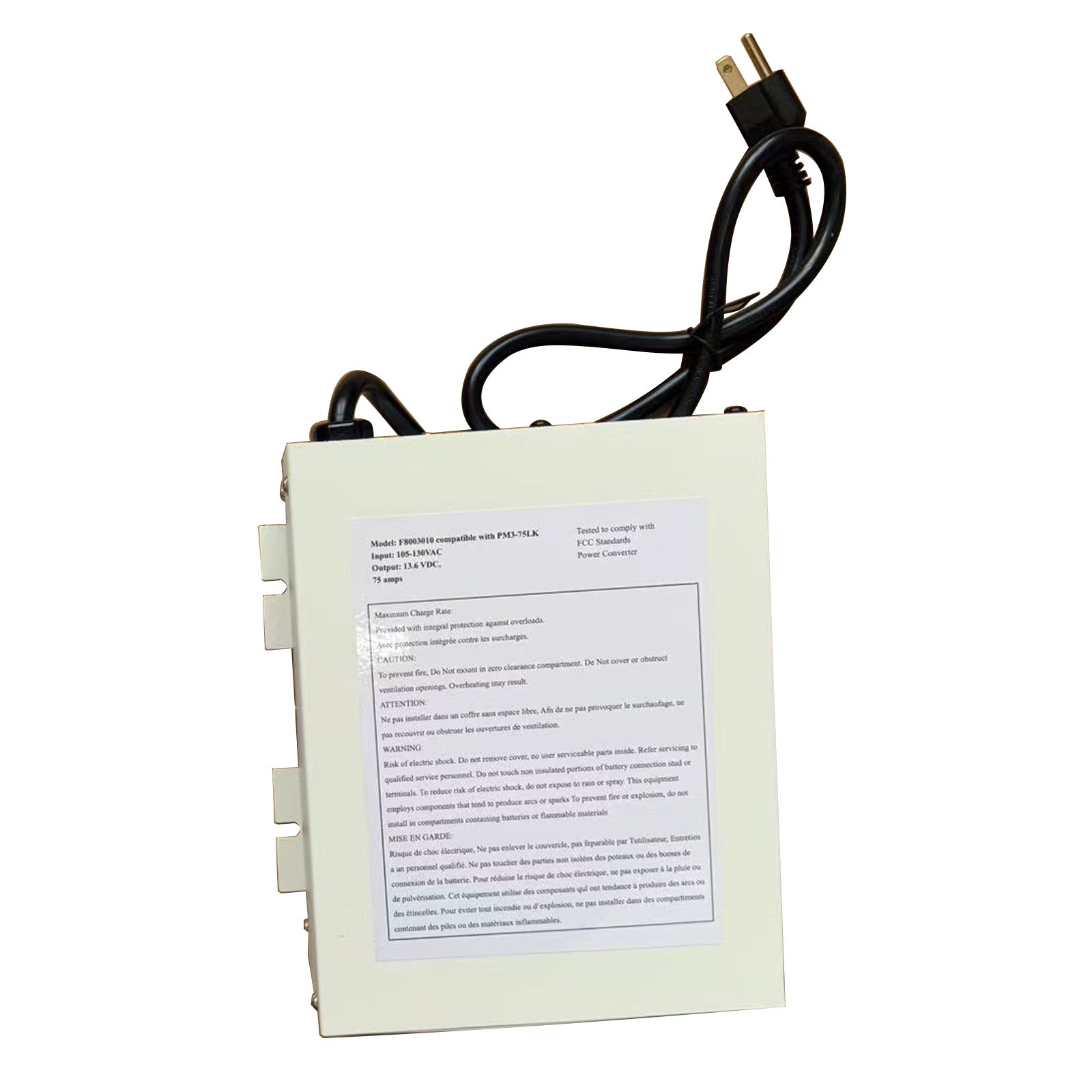 US STOCK FREE SHIPPING White PM3-75LK 75 Amp Power Converter 12 Volt Power Supply w/LED Indicator Light