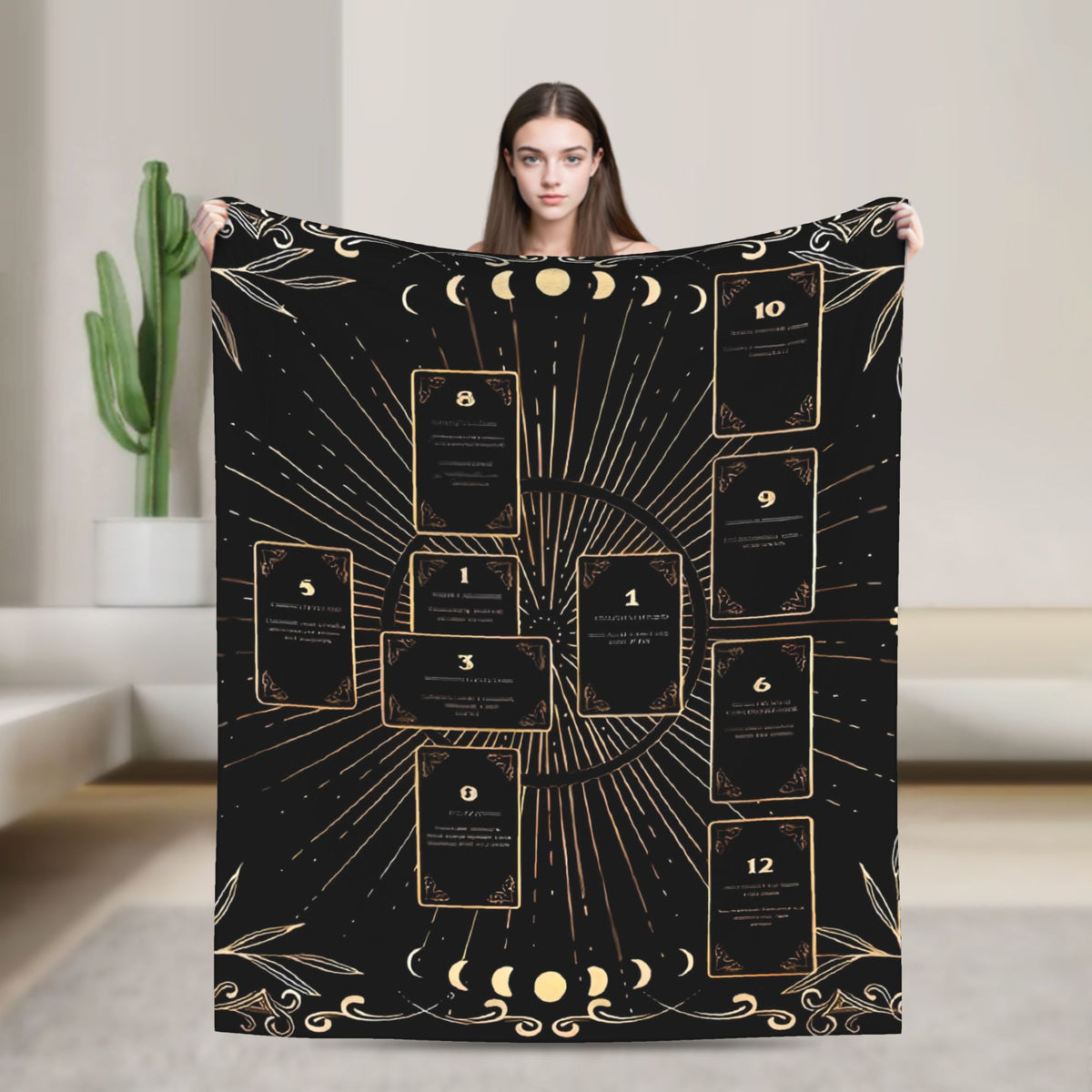 Tarot Card Flannel Fleece Throw Blanket - Soft Cozy Bed & Couch Cover, 4 Sizes, US Free Shipping