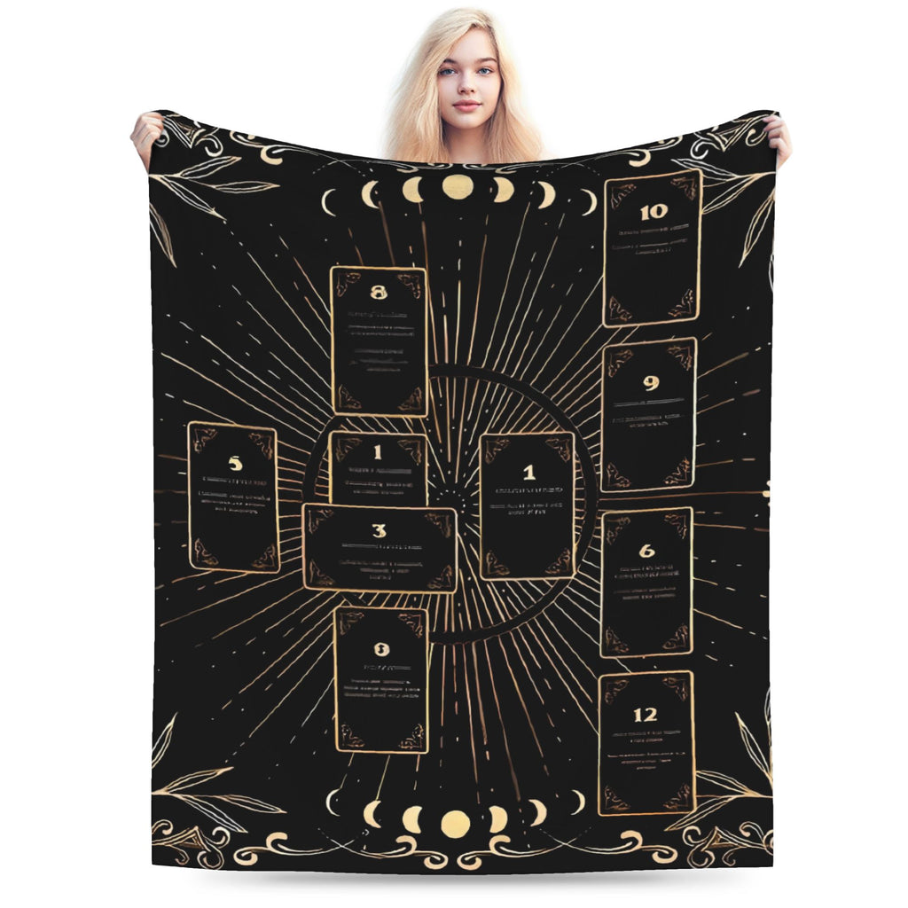 Tarot Card Flannel Fleece Throw Blanket - Soft Cozy Bed & Couch Cover, 4 Sizes, US Free Shipping