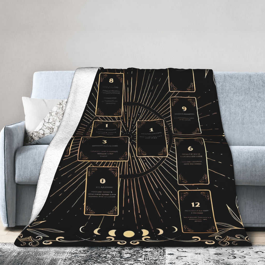 Tarot Card Flannel Fleece Throw Blanket - Soft Cozy Bed & Couch Cover, 4 Sizes, US Free Shipping