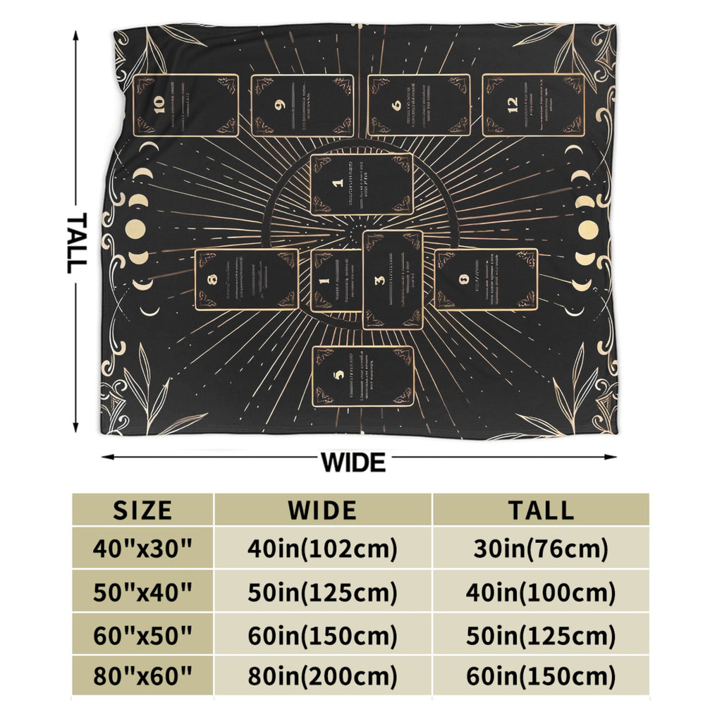 Tarot Card Flannel Fleece Throw Blanket - Soft Cozy Bed & Couch Cover, 4 Sizes, US Free Shipping