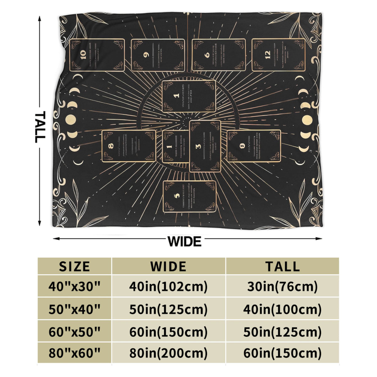 Tarot Card Flannel Fleece Throw Blanket - Soft Cozy Bed & Couch Cover, 4 Sizes, US Free Shipping