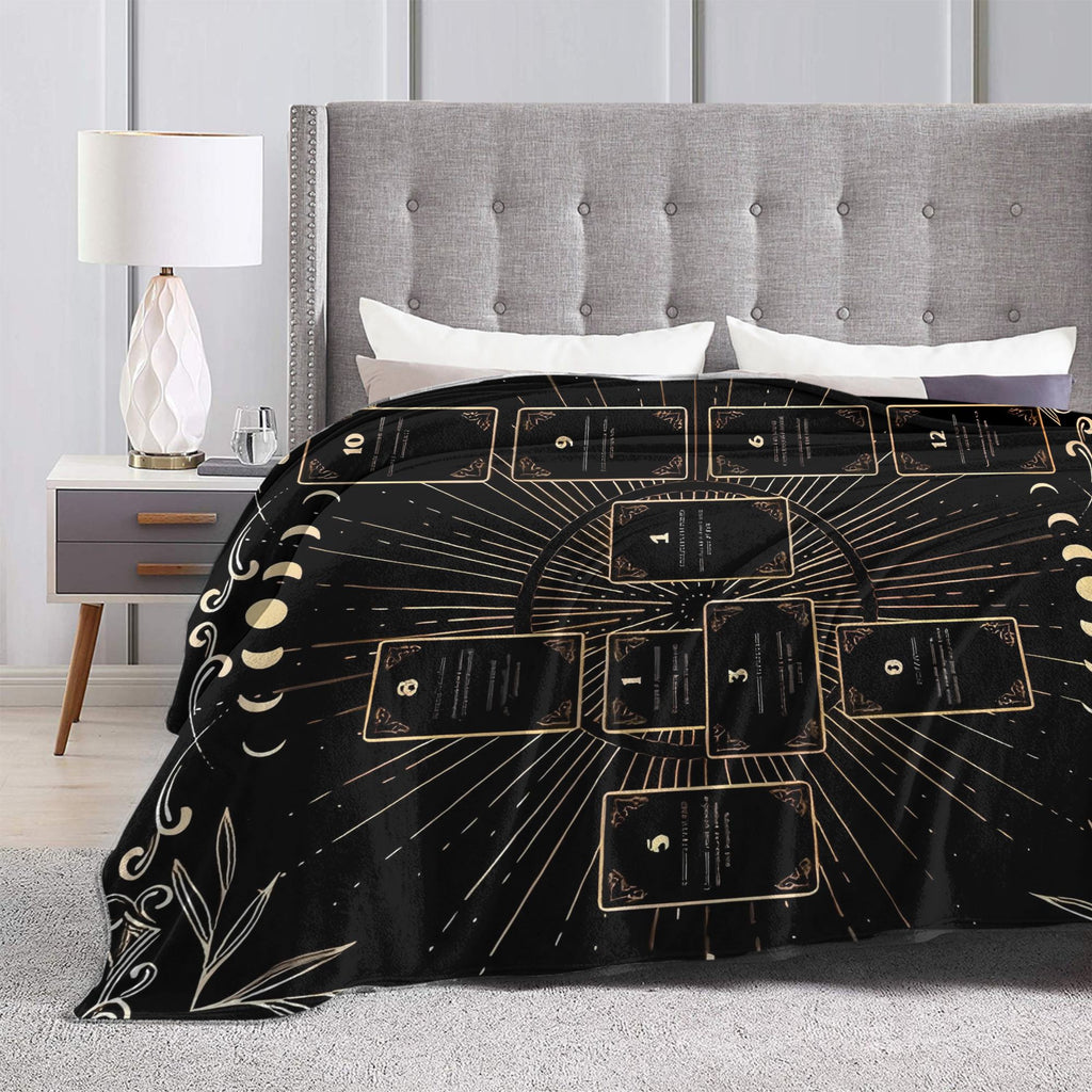 Tarot Card Flannel Fleece Throw Blanket - Soft Cozy Bed & Couch Cover, 4 Sizes, US Free Shipping