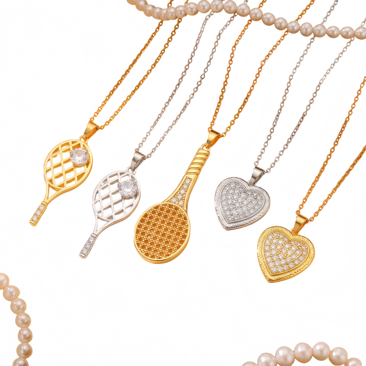Minimalist Tennis Racket Pendant Necklace – Stainless Steel Geometric Sport Jewelry