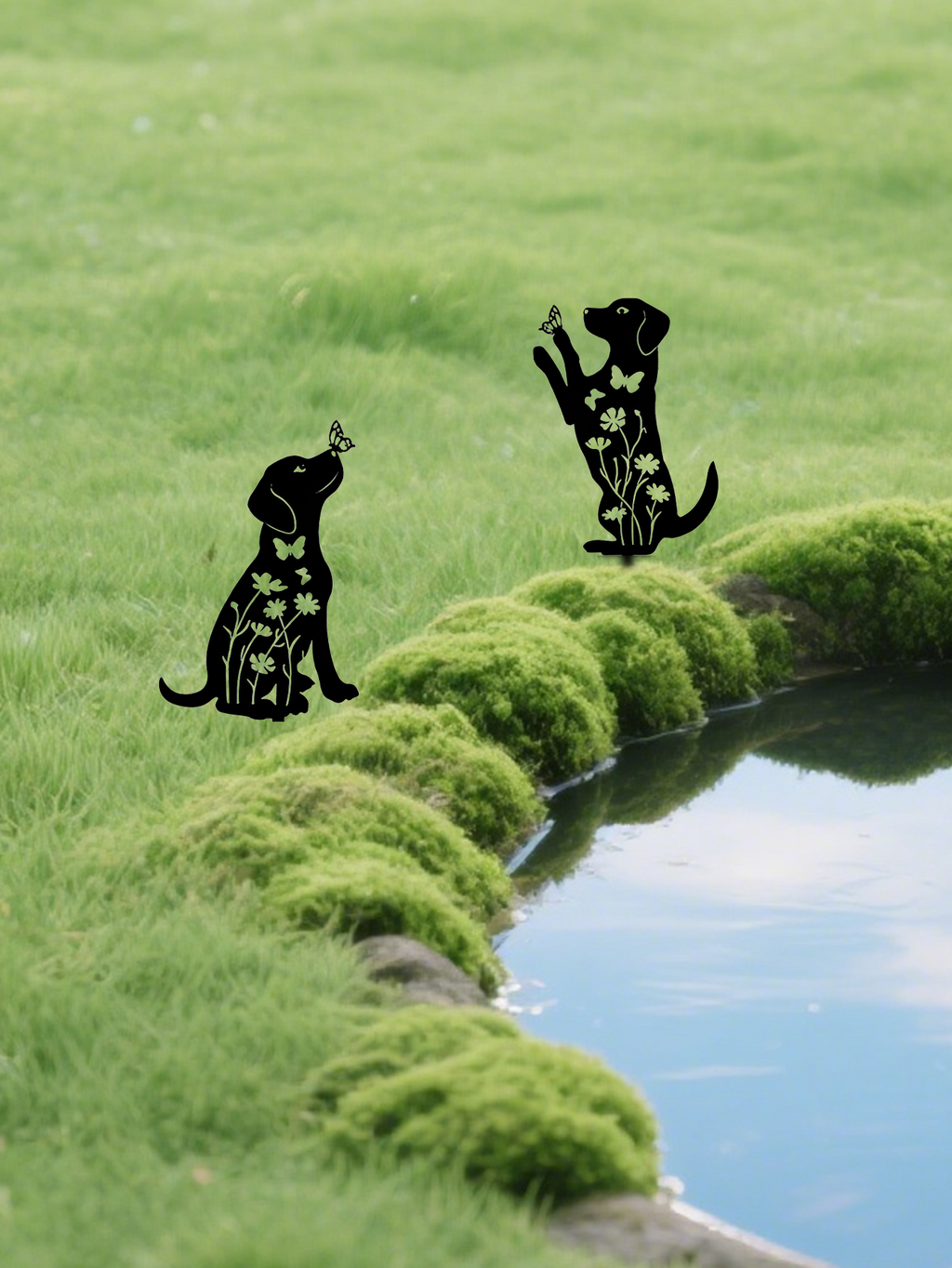 US STOCK FREE SHIPPING 2pcs Metal Dog Garden Decor: Adorable Puppy Silhouette Stakes. These Decorative Outdoor Yard Art Pieces, Ideal for Dog Lovers, Make Charming Garden De