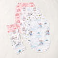 Mommbaby Newborn Swaddle & Hat Set – Soft Cartoon Print, US Stock, 3-Day Delivery