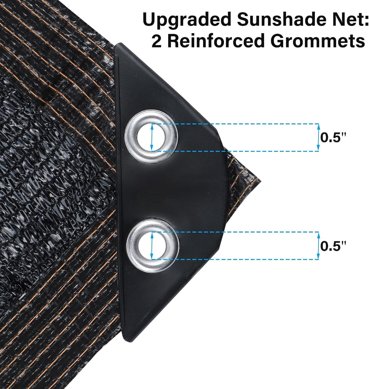 Black Shade Cloth 70% Sun Shade Net with Reinforced Grommets - US In-Stock