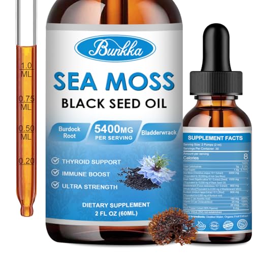 Sea Moss 3000mg + Black Seed Oil 1000mg Liquid Drops – Burdock Root & Bladderwrack | WildRush
