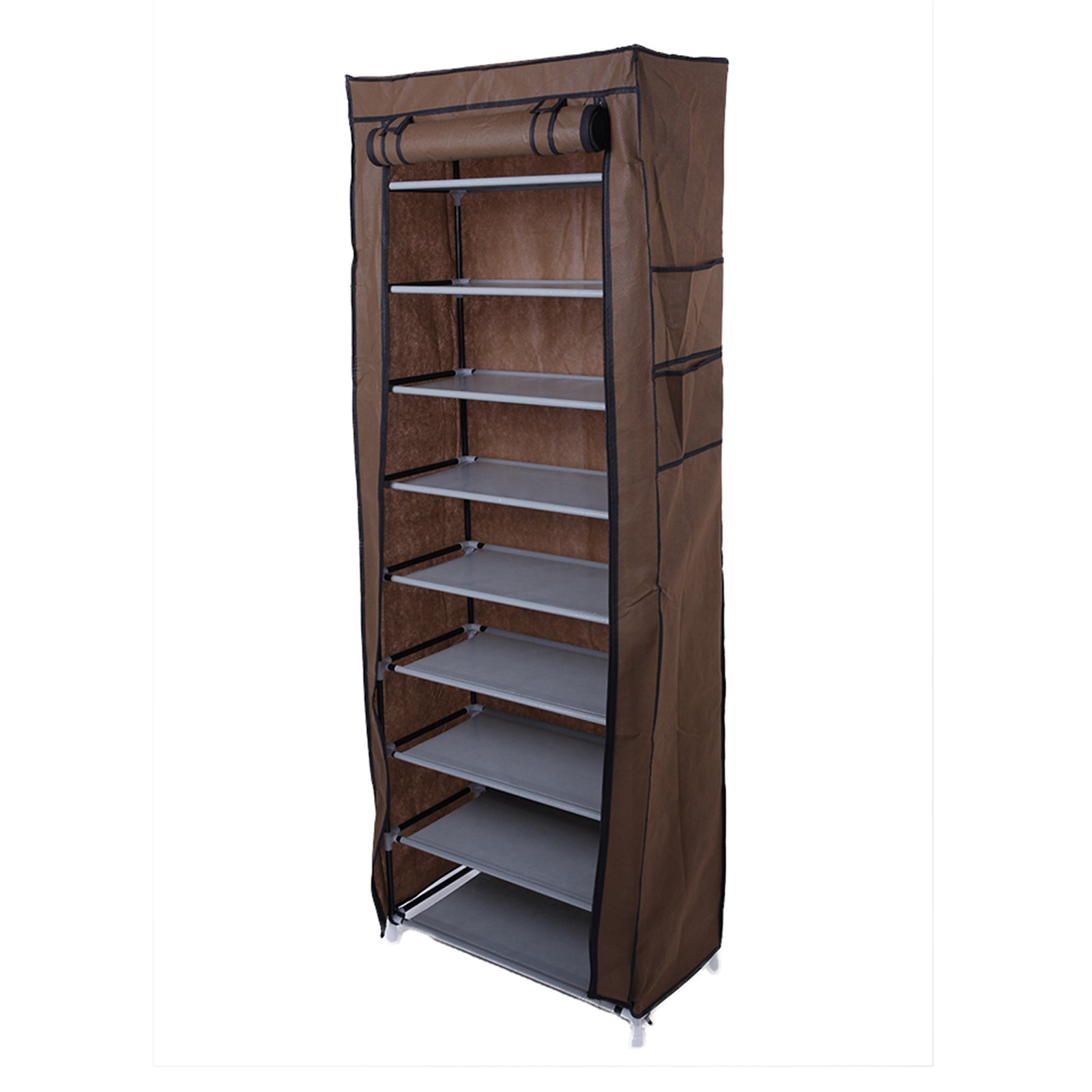 US STOCK FREE SHIPPING Fashionable Room-saving 9 Lattices Non-woven Fabric Shoe Rack Coffee