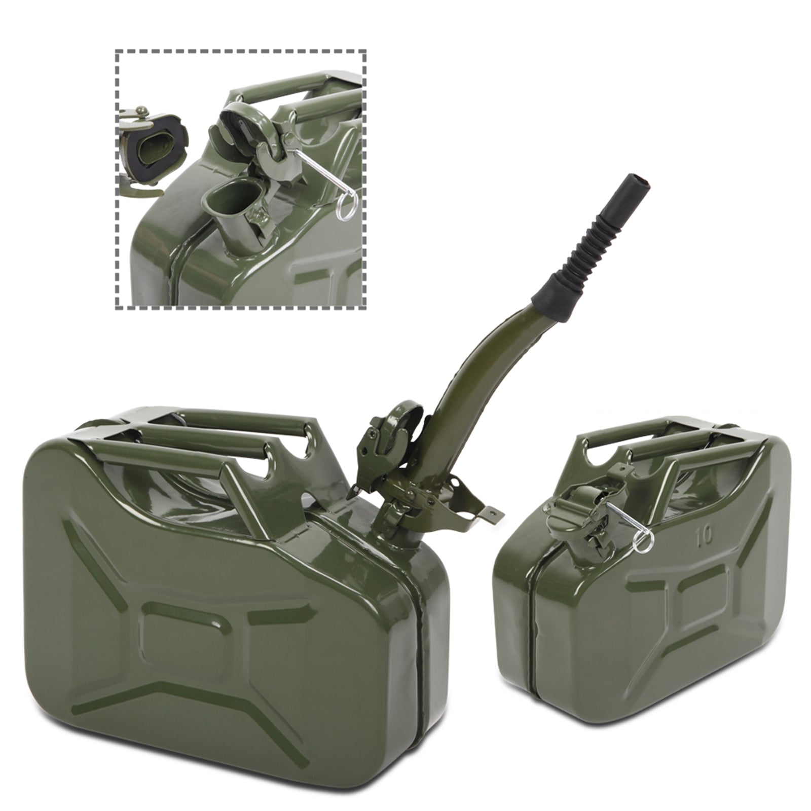 US STOCK FREE SHIPPING 10L 0.8mm American Oil Barrel Army Green With Inverted Oil Pipe