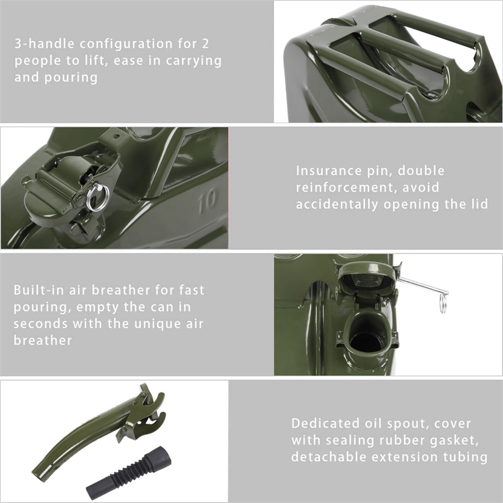 US STOCK FREE SHIPPING 10L 0.8mm American Oil Barrel Army Green With Inverted Oil Pipe