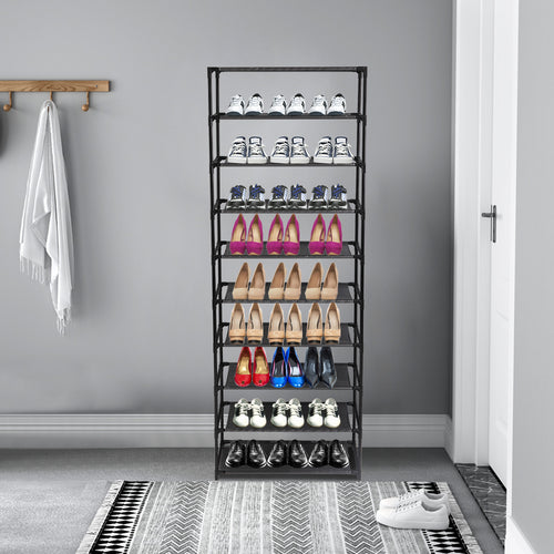 10-Tier Shoe Rack Organizer | Holds 30 Pairs | Non-Woven & Steel | Free US Shipping, 3-Day Delivered