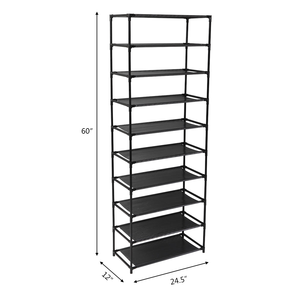 10-Tier Shoe Rack Organizer | Holds 30 Pairs | Non-Woven & Steel | Free US Shipping, 3-Day Delivered