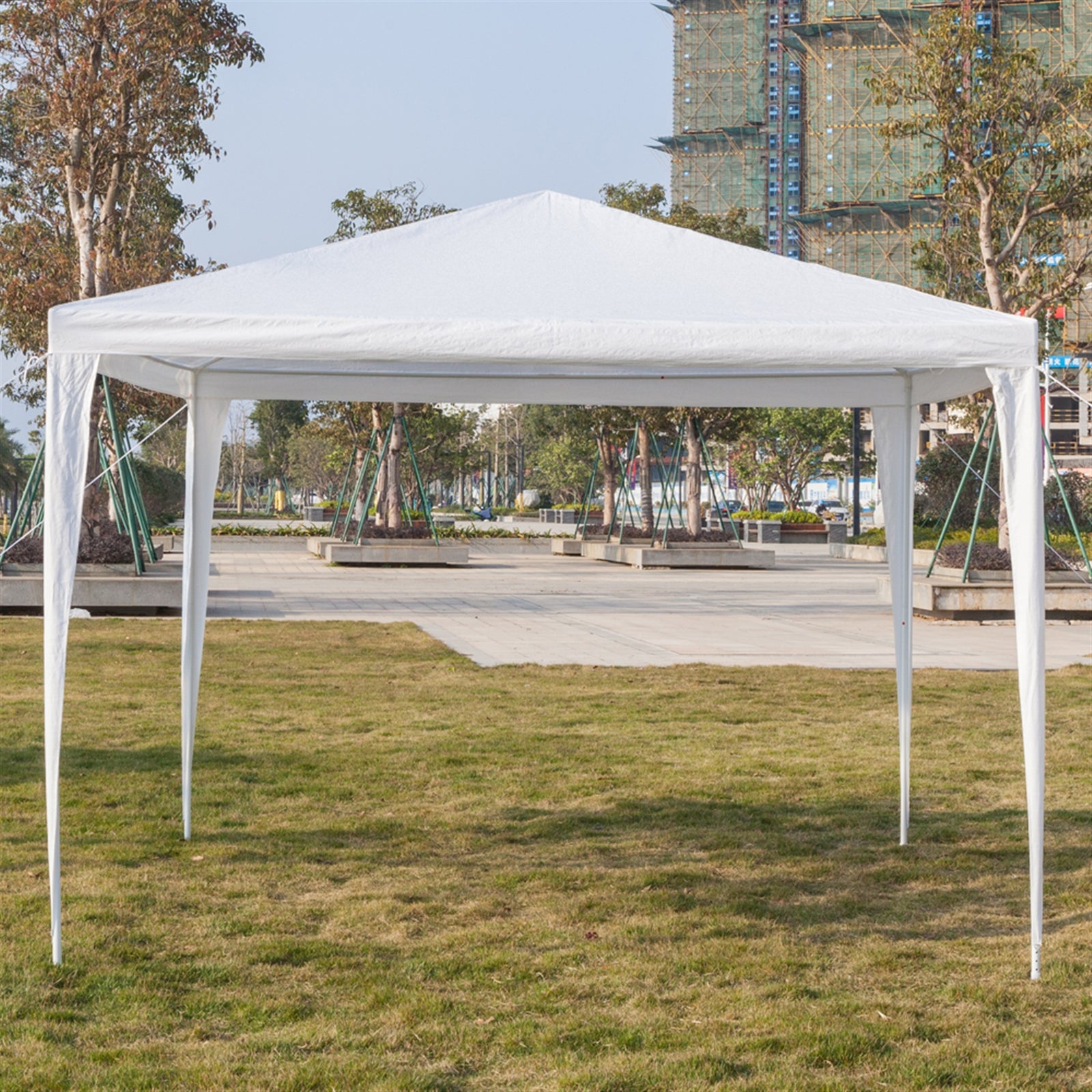 3x3m Waterproof Canopy Tent – Spiral Tube Frame, PE Cloth, White | WildRush