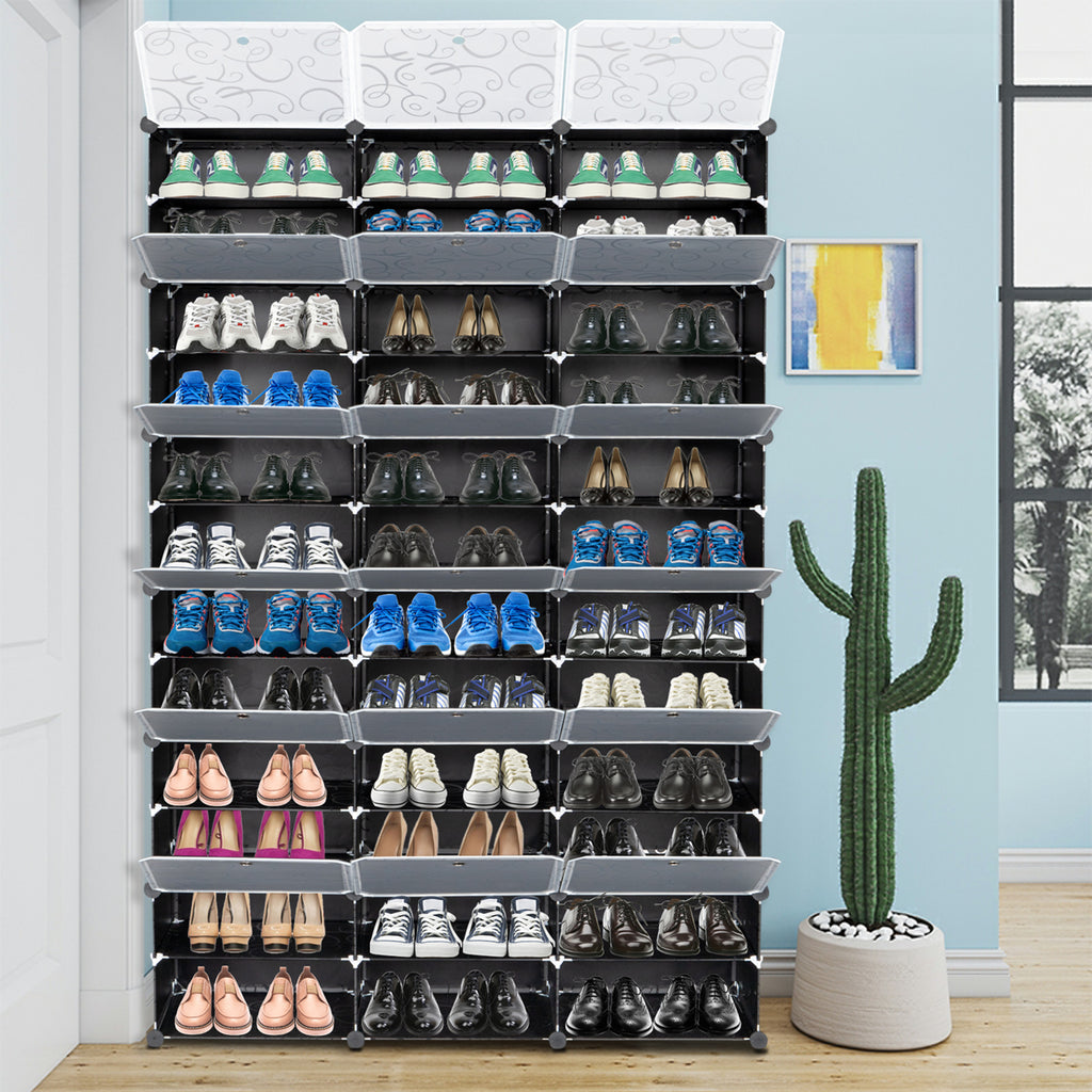 12-Tier Shoe Rack Organizer – 72 Pair Capacity, 36-Grid Expandable Tower Shelf for Heels, Boots & Slippers | Free US Shipping
