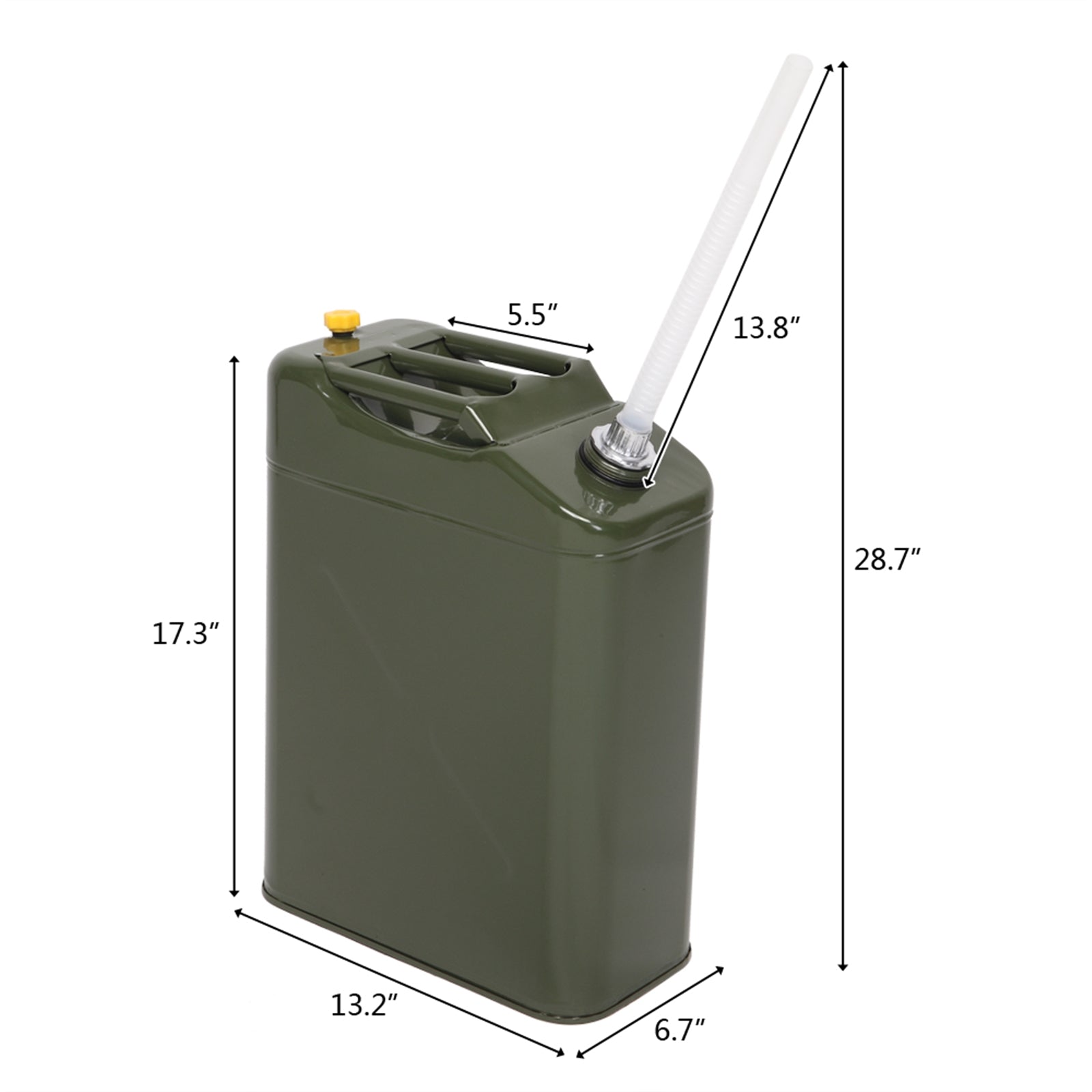 US STOCK FREE SHIPPING 20L Standard Cold-rolled Plate Petrol Diesel Can Gasoline Bucket with Oil Pipe Army Green