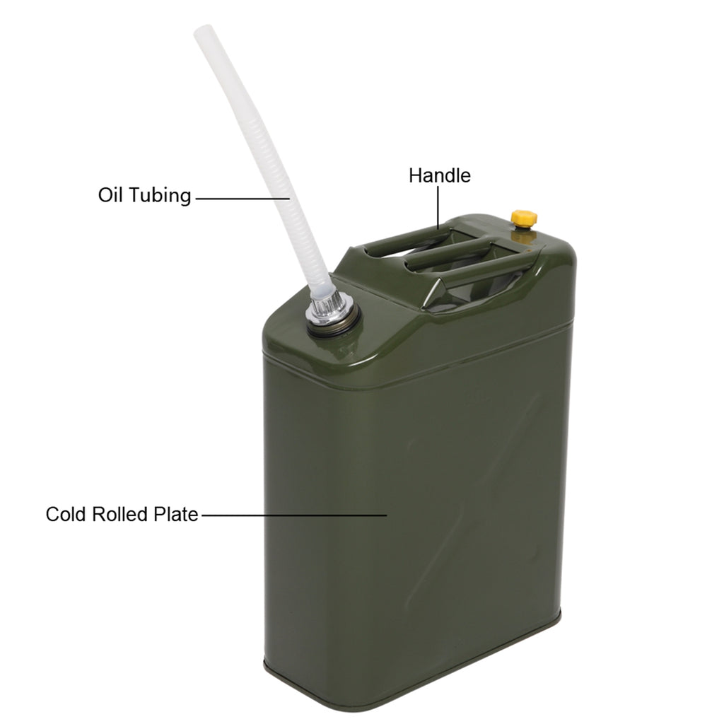 US STOCK FREE SHIPPING 20L Standard Cold-rolled Plate Petrol Diesel Can Gasoline Bucket with Oil Pipe Army Green