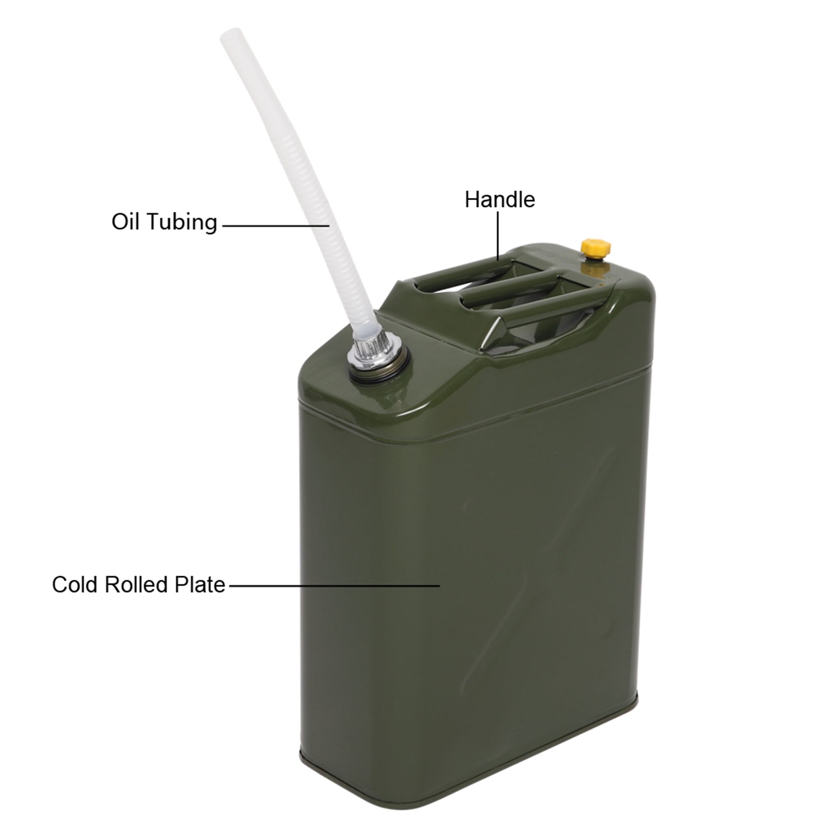 US STOCK FREE SHIPPING 20L Standard Cold-rolled Plate Petrol Diesel Can Gasoline Bucket with Oil Pipe Army Green