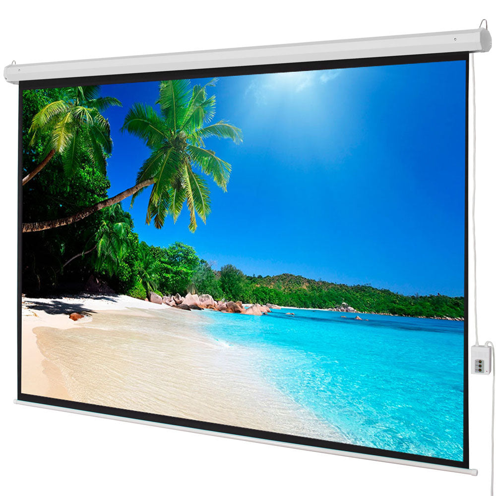 US FREE SHIPPING 100" 4:3 80" x 60" Viewing Area Motorized Projector Screen with Remote Control Matte White