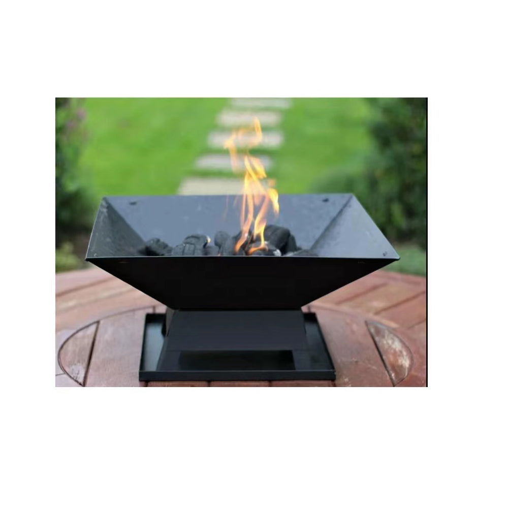 Square Outdoor Fire Pit & BBQ Grill – Portable Wood Burning Fireplace with Mesh Lid & Poker | Free US Shipping