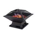 Square Outdoor Fire Pit & BBQ Grill – Portable Wood Burning Fireplace with Mesh Lid & Poker | Free US Shipping