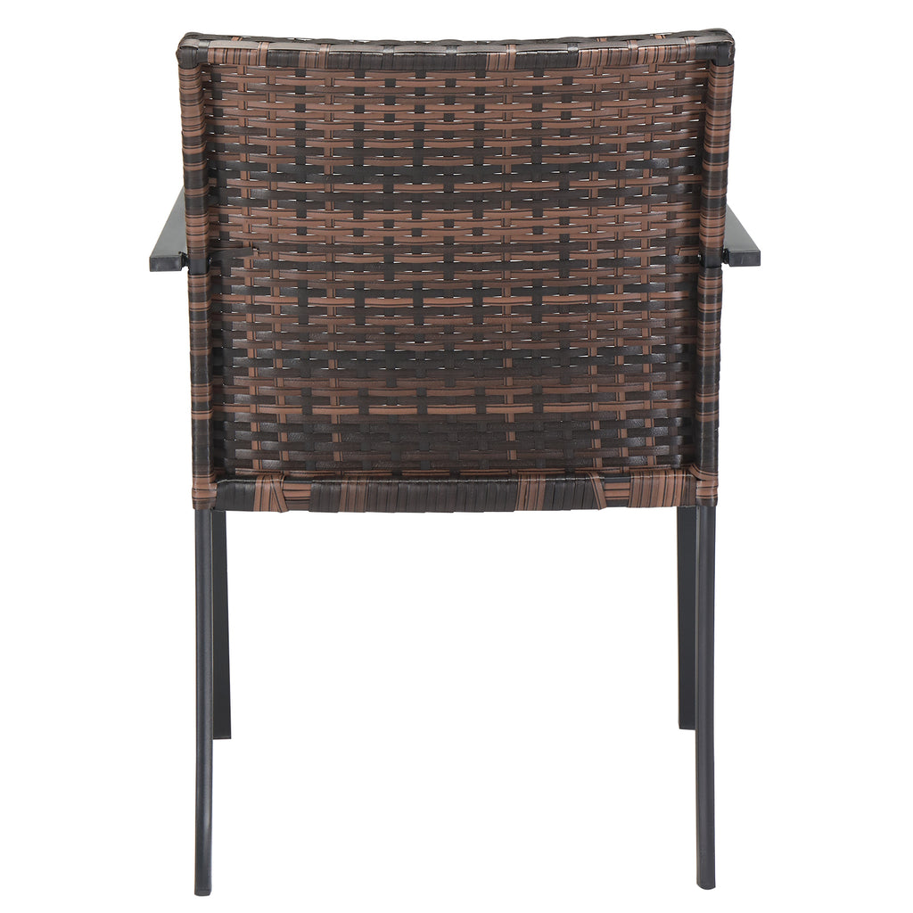 Set of 2 Stackable Outdoor Wicker Patio Dining Chairs – All-Weather PE Wicker, Steel Frame, 330 lb Capacity | Free US Shipping