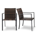 Set of 2 Stackable Outdoor Wicker Patio Dining Chairs – All-Weather PE Wicker, Steel Frame, 330 lb Capacity | Free US Shipping