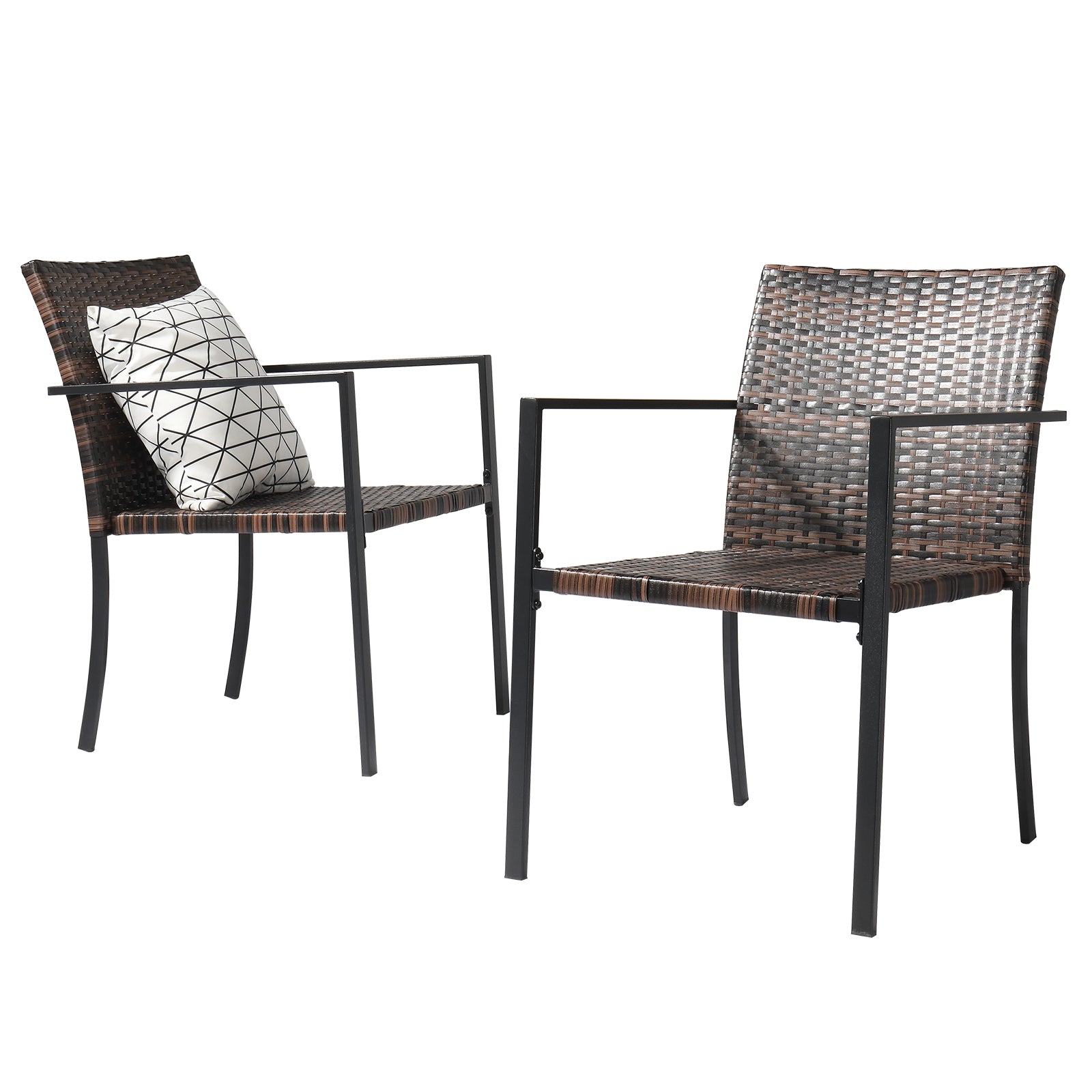 Set of 2 Stackable Outdoor Wicker Patio Dining Chairs – All-Weather PE Wicker, Steel Frame, 330 lb Capacity | Free US Shipping