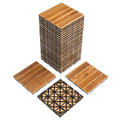 27-Piece Wood Interlocking Deck Tiles – 11.8" x 11.8" Stripe Pattern Natural Pine, Waterproof, Indoor & Outdoor Patio Flooring | Free US Shipping