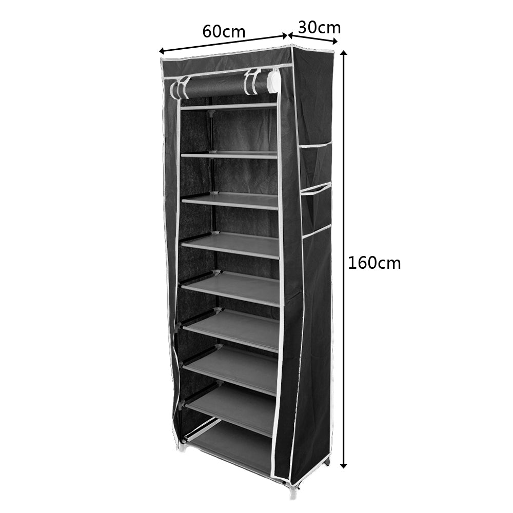10-Layer 9-Lattice Shoe Rack | Non-Woven Fabric & Metal | Holds 20+ Pairs | Free US Shipping, 3-Day Delivered